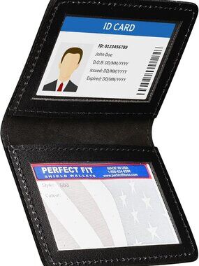 Slim Leather Bifold Wallet with 2 ID Holders, Dual Card Case, Perfect Fit